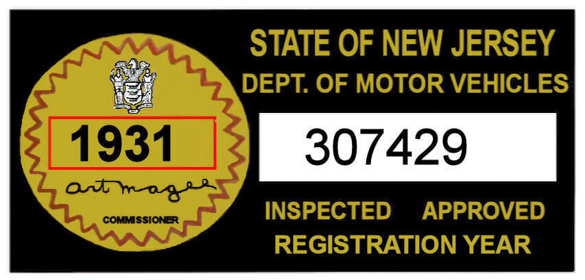 (image for) 1931 New Jersey Safety Check Inspection Sticker